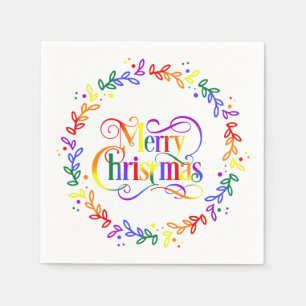 Serviette En Papier Arc en ciel Joyeux papier de couronne de Noël