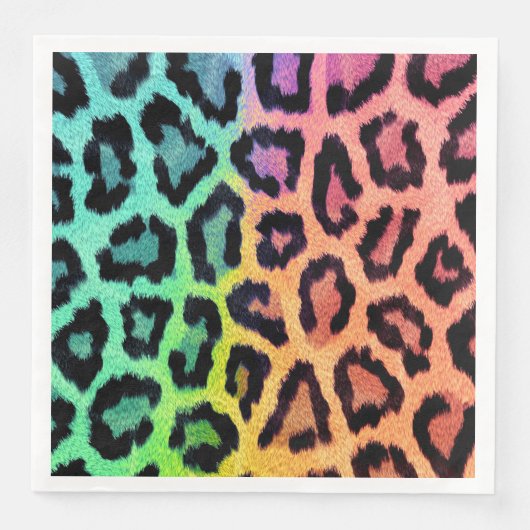 Serviette En Papier arc-en-ciel léopard fond (Devant)