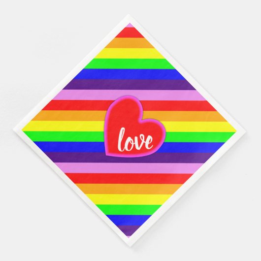 Serviette En Papier Arc-en-ciel Love Heart Diagonal Stripes Fierté Cou (Coin)