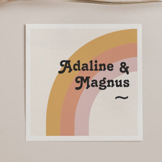 Serviette En Papier Arc-en-ciel moderne rétro 70's | Napkins Mariage