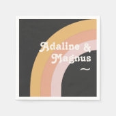 Serviette En Papier Arc-en-ciel moderne rétro 70's | Serviettes Mariag (Devant)