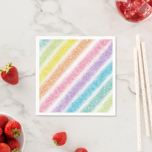 Serviette En Papier Arc-en-ciel Pailleté Pastel (En situation)