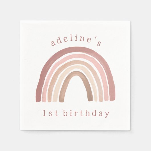 Serviette En Papier Arc-en-ciel rose en terre cuite (Devant)