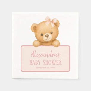 Serviette En Papier Arc-en-ciel Rose Mignon Ours en Peluche Brun Fille