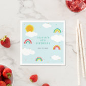 Serviette En Papier Arc en ciel, soleil et nuages Fête d'anniversaire  (En situation)