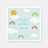 Serviette En Papier Arc en ciel, soleil et nuages Fête d'anniversaire  (Devant)
