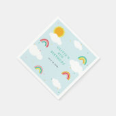 Serviette En Papier Arc en ciel, soleil et nuages Fête d'anniversaire  (Coin)