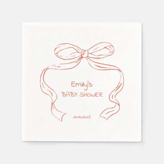 Serviette En Papier Arc en ruban - Bébé fille douche serviettes (Devant)