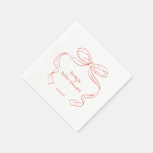 Serviette En Papier Arc en ruban - Bébé fille douche serviettes (Coin)
