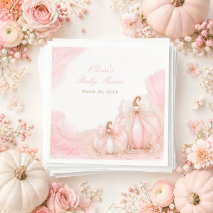 Serviette En Papier Arc en ruban citrouille rose Élégant Shower de béb