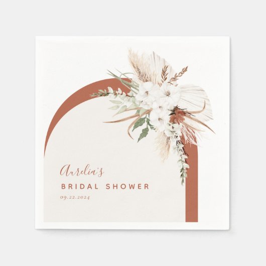 Serviette En Papier Arc floral en terre cuite Boho  (Devant)