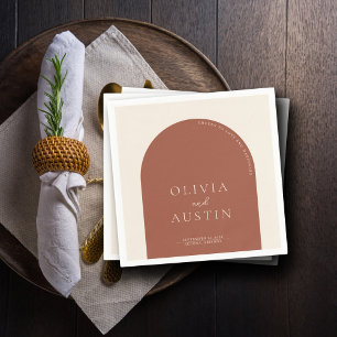 Serviette En Papier Arc minimaliste en terre cuite à la joie Mariage d