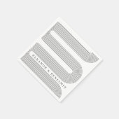 Serviette En Papier Arc moderne Black White Lines Élégant Nom de maria (Coin)