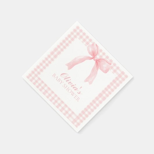 Serviette En Papier Arc rose et en vichy baby shower préppant (Coin)