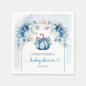 Serviette En Papier Arc rustique bleu poussiéreux et or citrouille gar (Devant)