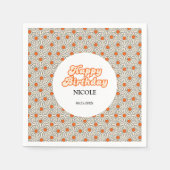 Serviette En Papier Arc Super rétro Bright Orange Daisy Anniversaire (Devant)