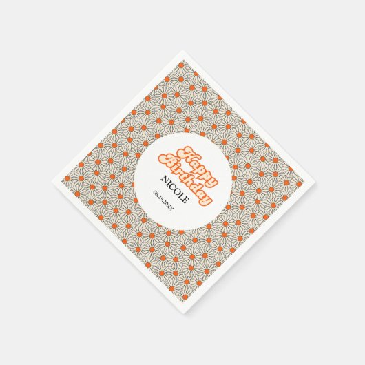 Serviette En Papier Arc Super rétro Bright Orange Daisy Anniversaire (Coin)