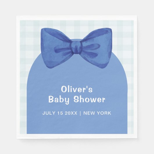 Serviette En Papier Arche Bleue En vichy Baby shower Bow Bow Plaid (Devant)