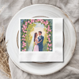 Serviette En Papier Arche de jardin pour mariés   Mariage floral peint