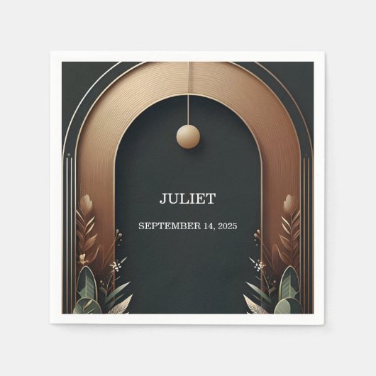 Serviette En Papier Arche de Mariage Ferme de Grange Rustique en Bois (Devant)