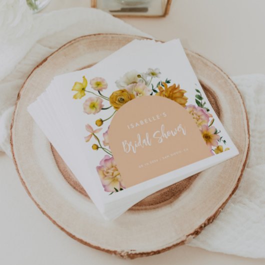 Serviette En Papier Arche Fleurie de Pêche pour une Baby Shower de Mar