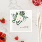 Serviette En Papier Arche florale blanche tropicale (En situation)
