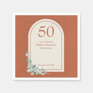 Serviette En Papier Arche Moderne en Terracotta Eucalyptus 50e Anniver