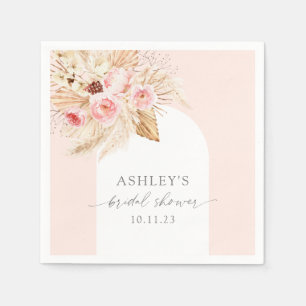 Serviette En Papier Arche Moderne Floral Aquarelle Pampas Baby Shower 