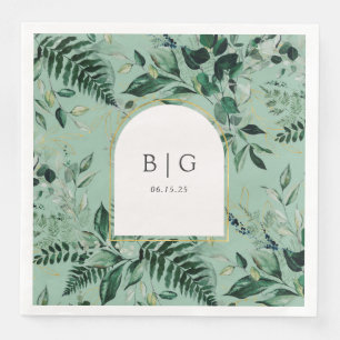 Serviette En Papier arche verte moderne jardin botanique mariage