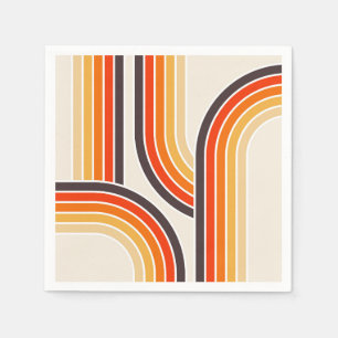 Serviette En Papier Arches et lignes rétro colorés