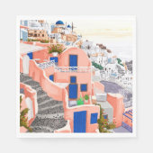 Serviette En Papier Architecture de Santorin en Grèce (Devant)