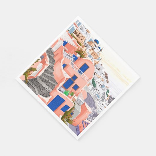 Serviette En Papier Architecture de Santorin Grèce (Coin)