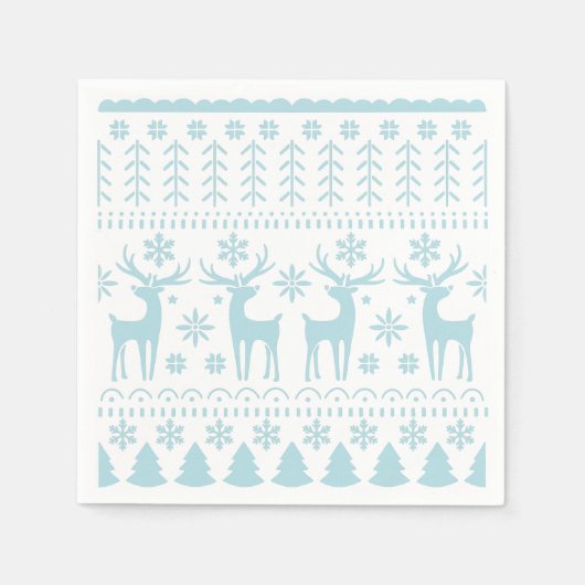 Serviette En Papier Arctic Blue Folk Art thème hiver (Devant)