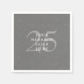 Serviette En Papier Argent 25e anniversaire Mariage Confetti Élégant (Devant)