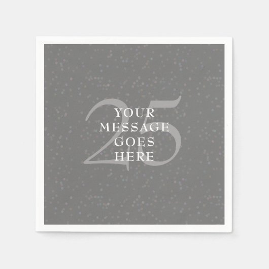 Serviette En Papier Argent 25e anniversaire Mariage Confetti Élégant (Devant)