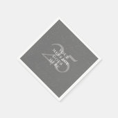 Serviette En Papier Argent 25e anniversaire Mariage Confetti Élégant (Coin)