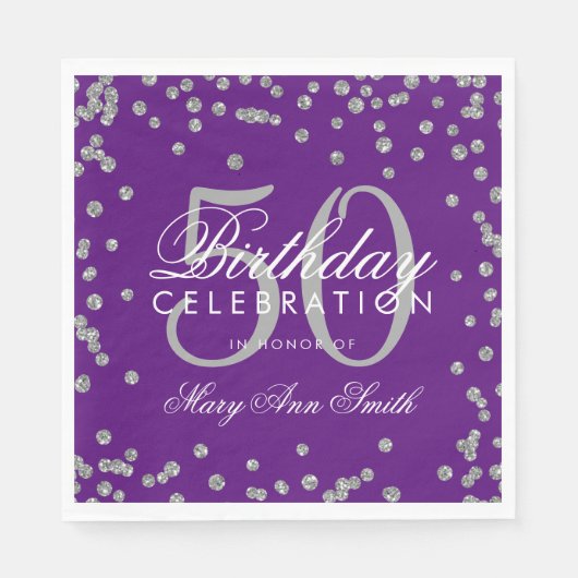 Serviette En Papier Argent 50e anniversaire Parties scintillant Confet (Devant)