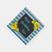 Serviette En Papier Argent Bleu Parties scintillant rayures Roses Jaun (Coin)
