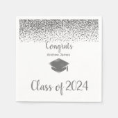 Serviette En Papier argent confetti 2024 graduation - Félicitations (Devant)