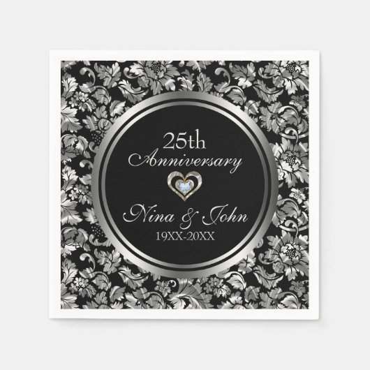 Serviette En Papier Argent Damask (Devant)