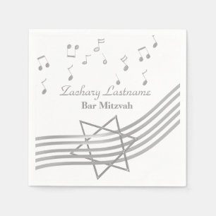 Serviette En Papier Argent de Mitzvah de barre de musique