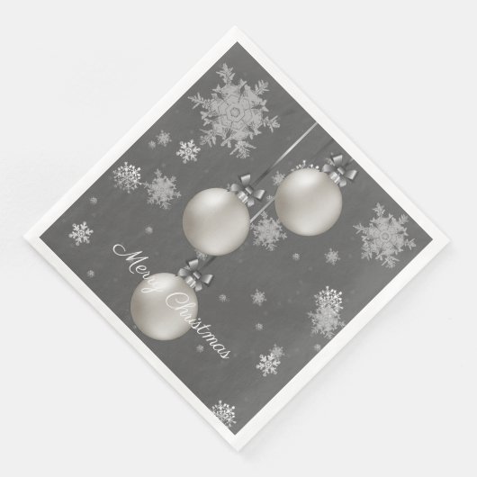 Serviette En Papier Argent de Noël Ornements Papier Napkin (Coin)