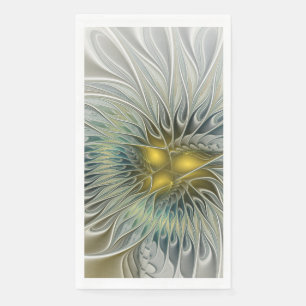 Serviette En Papier Argent d'or Imaginaire Fractal abstrait Art