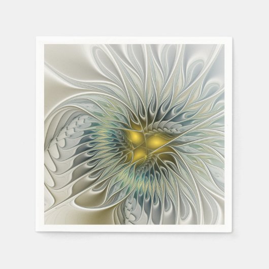Serviette En Papier Argent d'or Imaginaire Fractal abstrait Art (Devant)