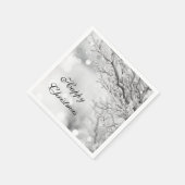 Serviette En Papier Argent Éclat hiver "Joyeux Noël" (Coin)