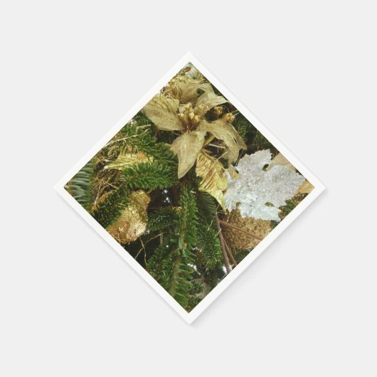 Serviette En Papier Argent et or Noël Arbre II (Coin)