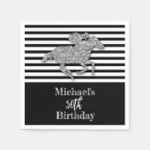 Serviette En Papier Argent Hippocampe noir blanc rayures Anniversaire (Devant)