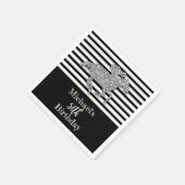 Serviette En Papier Argent Hippocampe noir blanc rayures Anniversaire (Coin)