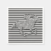 Serviette En Papier Argent Hippocampe Noir & Blancs (Devant)