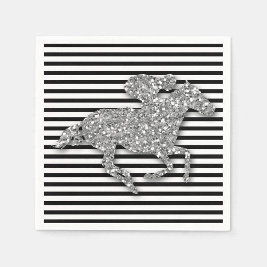 Serviette En Papier Argent Hippocampe Noir & Blancs (Devant)